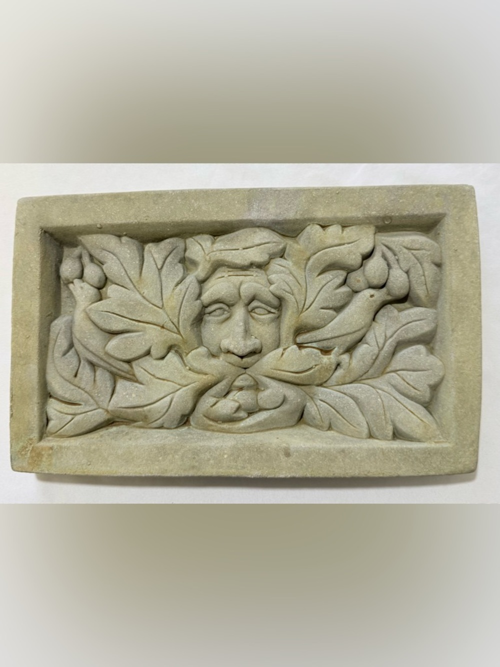 Greenman Wall Plaque Greenman With Birds Rectangular Greenman Plaque Concrete